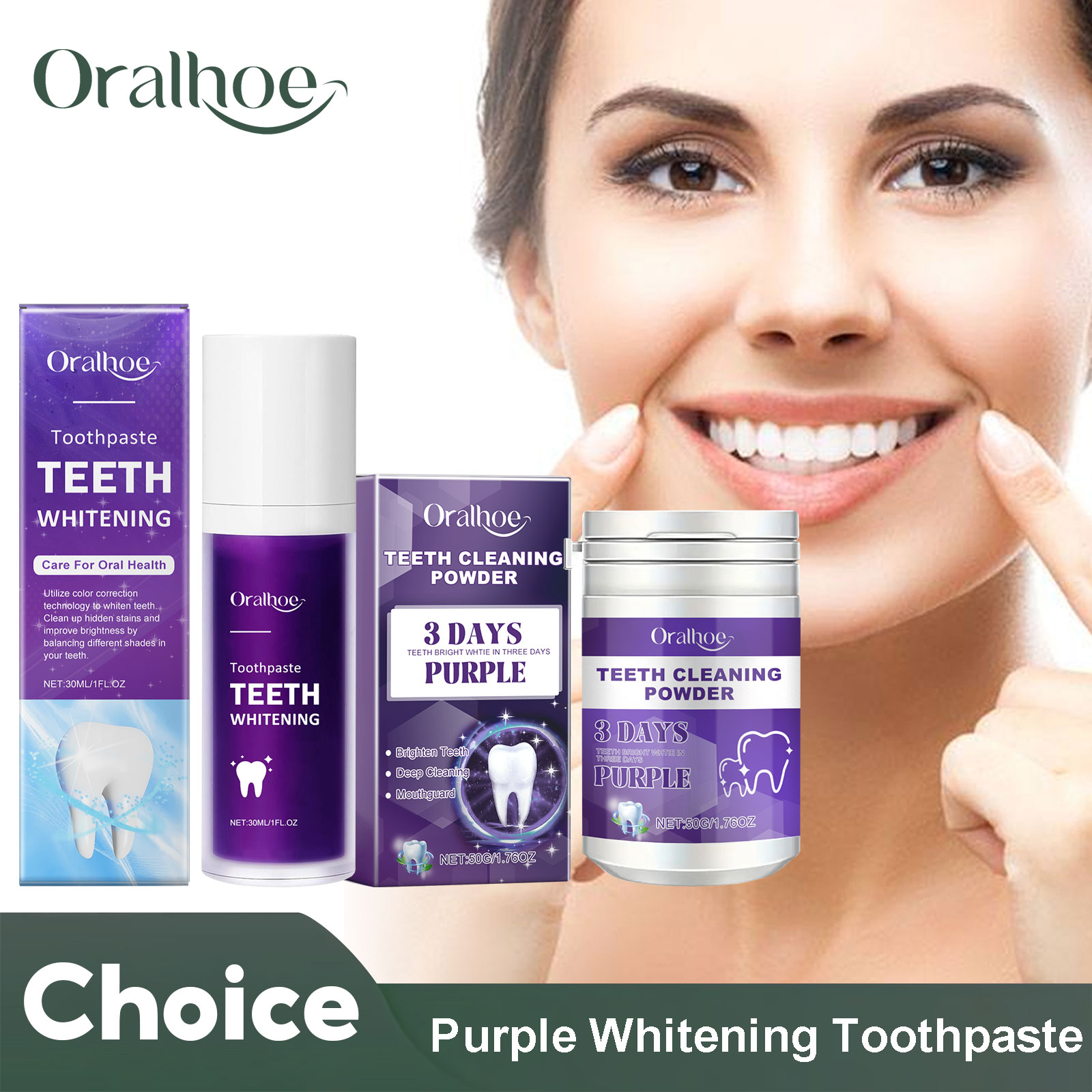 Teeth Whitening Vape - Corrector morado, pasta de dientes blanqueadora,